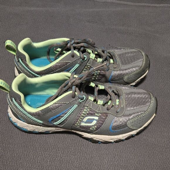 Skechers Gray and Blue Athletic Shoes - Picture 2 of 6
